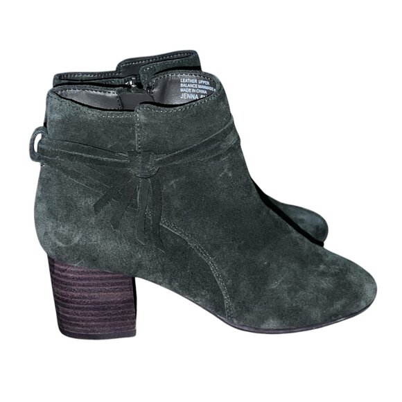 Violet & Red Jenna Ankle Boots With Leather Upper & Stacked Heel Size 6  Green - Picture 1 of 16